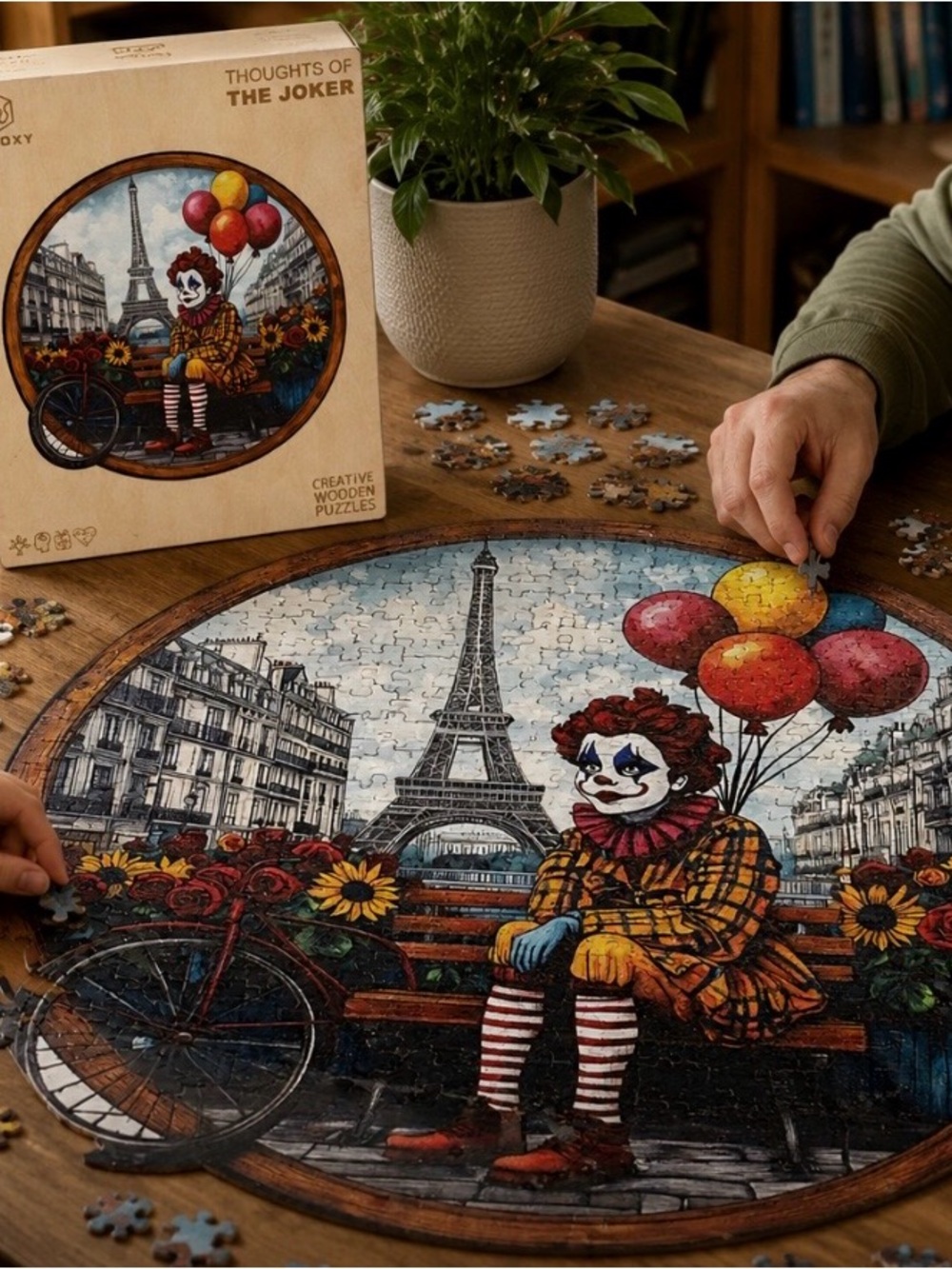 Jigfoxy "Thoughts of the Joker" Wooden Puzzle | 100 Pieces | Paris Clown Art